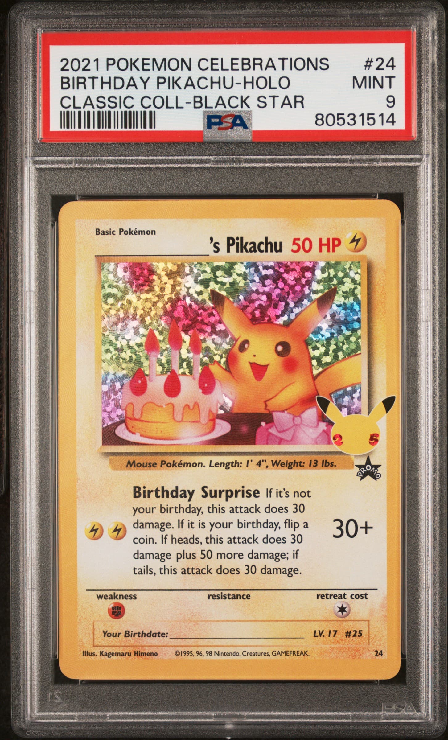 Birthday Pikachu Holo